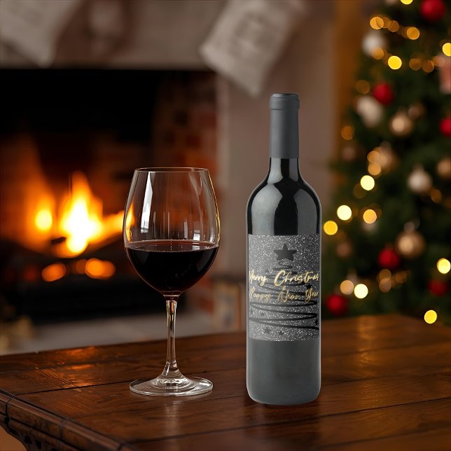 Sparkly Black Wine Label Set (Creator Uploaded)