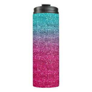 Sparkly Blue & Dark Pink Gradient Glitter Thermal Tumbler