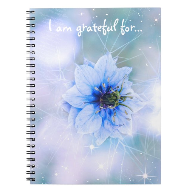 Sparkly Blue Flower Gratitude Journal (Front)