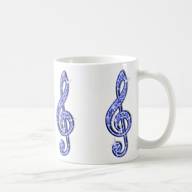 Sparkly Blue Music Note Coffee Mug (Right)