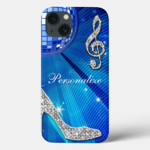 Sparkly Blue/silver Music Note & Stiletto Heel iPhone 13 Case