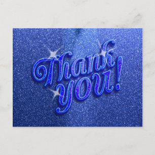 Sparkly Blue Thank You Postcard