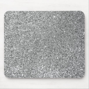 Sparkly Bokeh Faux Silver Glitter Mouse Pad