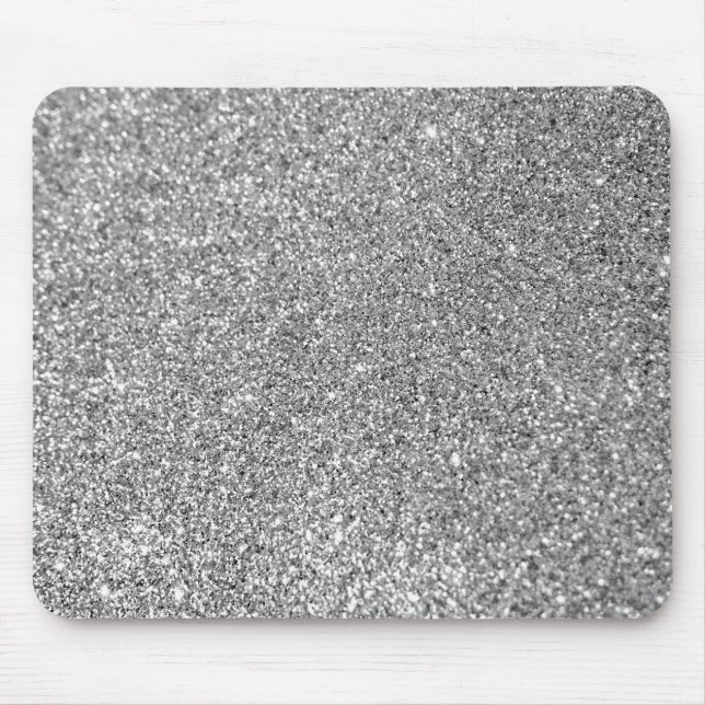 Sparkly Bokeh Faux Silver Glitter Mouse Pad (Front)