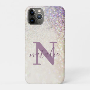 Sparkly bokeh glitter personalised pink purple Case-Mate iPhone case