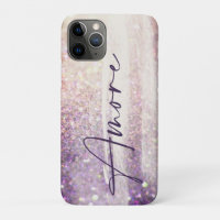 Sparkly bokeh glitter pink purple amore love
