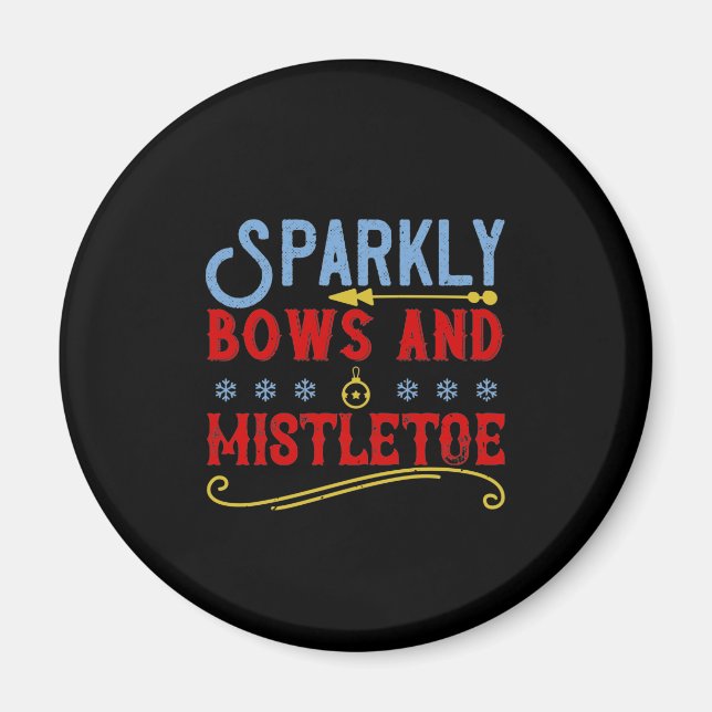 Sparkly Bows And Mistletoe Magnet (Front)