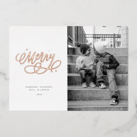 Sparkly Bubbly Script Merry Holiday Foil Card