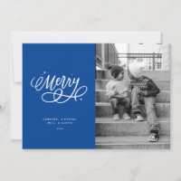 Sparkly Bubbly Script Merry Holiday Photo Card