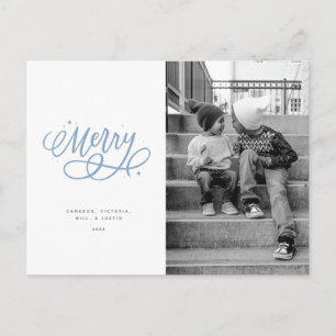 Sparkly Bubbly Script Merry Holiday Photo Postcard
