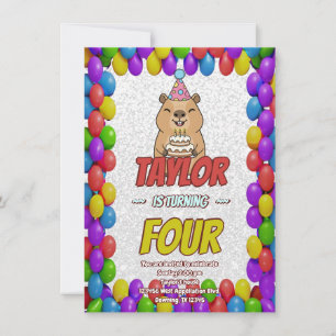 Sparkly Capybara Birthday Invite