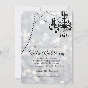 Sparkly Chandelier Bat Mitzvah Invitation