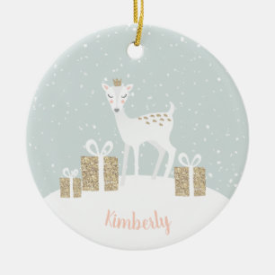 Sparkly Christmas Deer Ceramic Tree Decoration