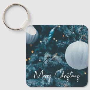 Sparkly Christmas Tree and Christmas Balls Key Ring