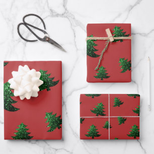 Sparkly Christmas tree green sparkles pattern Wrapping Paper Sheet