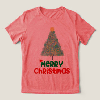 Sparkly Christmas Tree "Merry Christmas" Women's T Tri-Blend Shirt