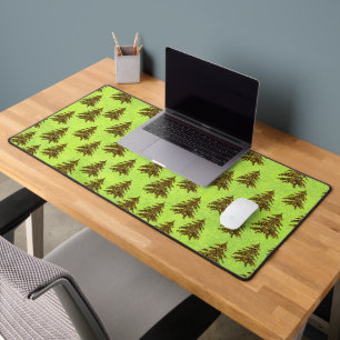 Sparkly Christmas tree on abstract green paper Desk Mat