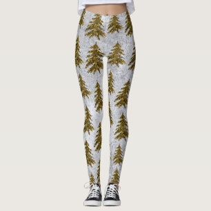 Sparkly Christmas tree on abstract paper Leggings