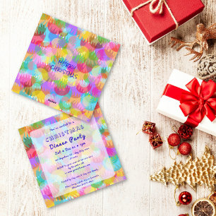 Sparkly Colorful Simple Christmas Dinner Party Invitation