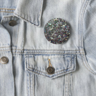 Sparkly colourful silver mosaic 6 cm round badge