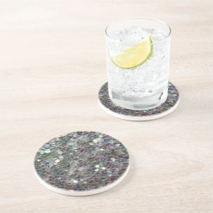 Sparkly colourful silver mosaic coaster
