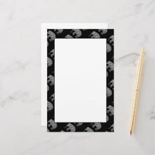 Sparkly colourful silver mosaic Elephant pattern Stationery