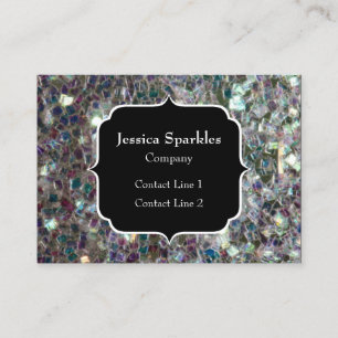 Sparkly colourful silver mosaic Monogram Business Card