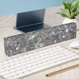 Sparkly colourful silver mosaic nameplate