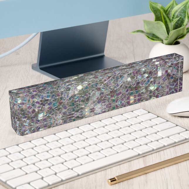 Sparkly colourful silver mosaic nameplate