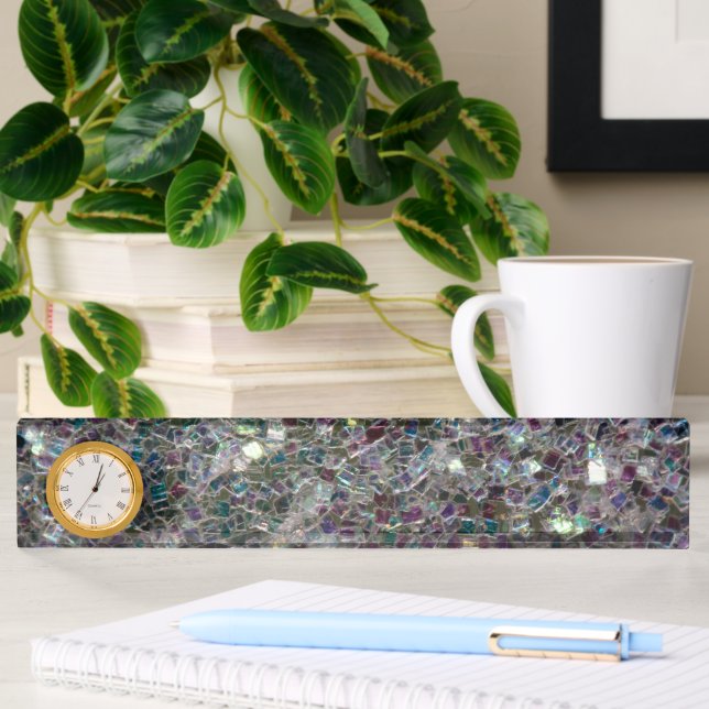 Sparkly colourful silver mosaic nameplate