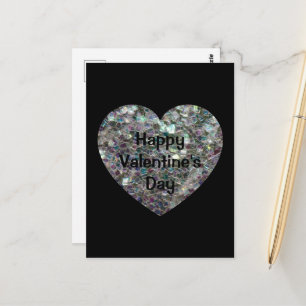 Sparkly colourful silver mosaic Valentine Day blac Postcard