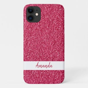 Sparkly Custom Text Girly Pink Glitter Case-Mate iPhone Case