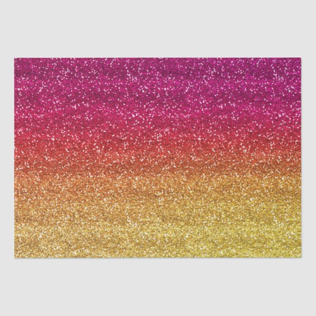 Sparkly Dark Pink & Yellow Gradient Glitter Tissue Paper (Front)