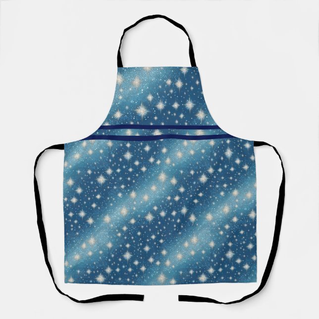 Sparkly Decorative Blue Silver Apron (Front)