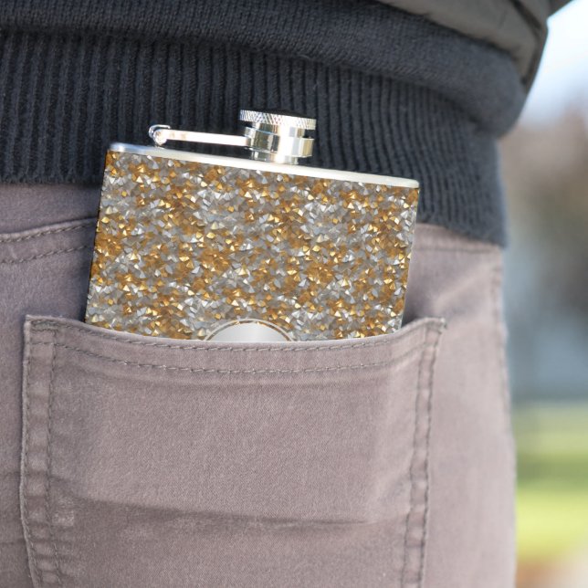 Sparkly Decorative Silver Gold Flask (In Situ)