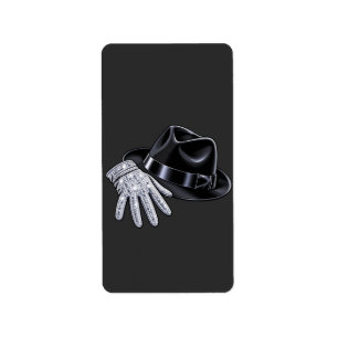 Sparkly Diamond Glove and Fedora Hat Pop Art T-Shi Label
