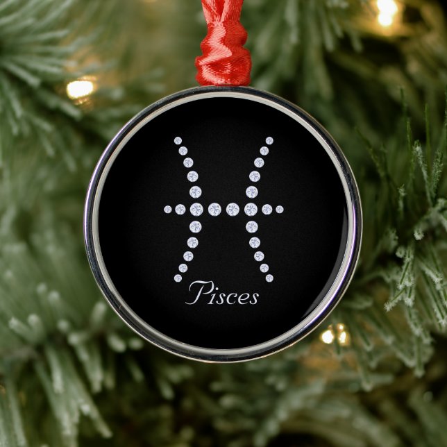 Sparkly Diamond Pisces Symbol  Metal Tree Decoration (Tree)