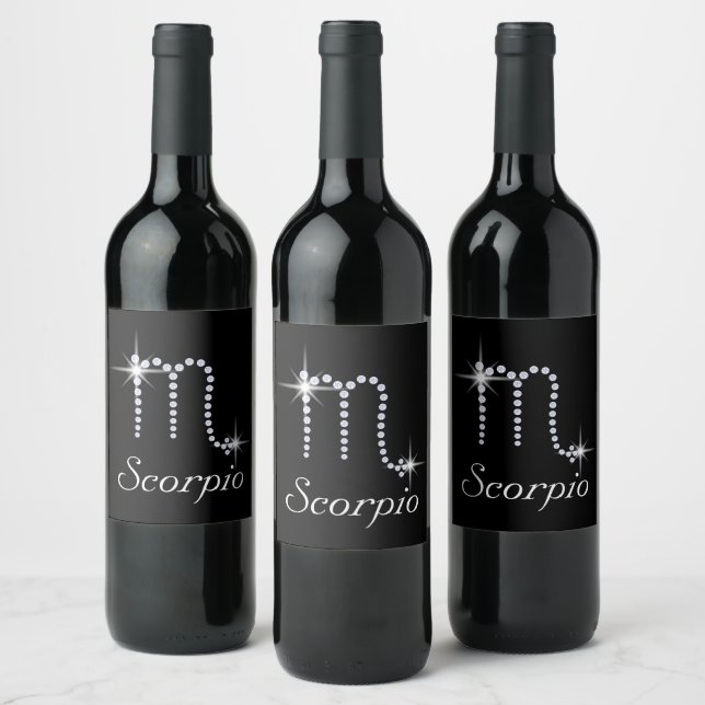Sparkly Diamond Scorpio  Wine Label (Bottles)