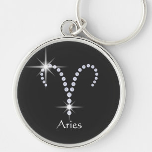 Sparkly Diamonds Aries Symbol Key Ring