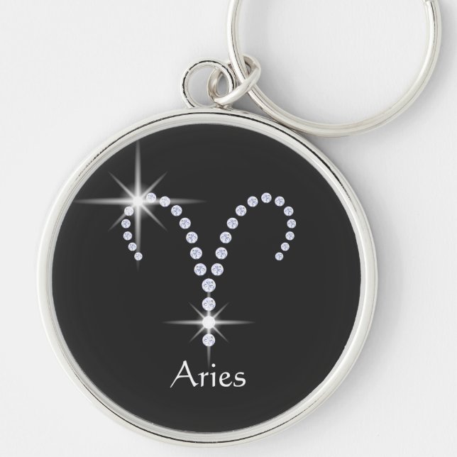 Sparkly Diamonds Aries Symbol   Key Ring (Front)