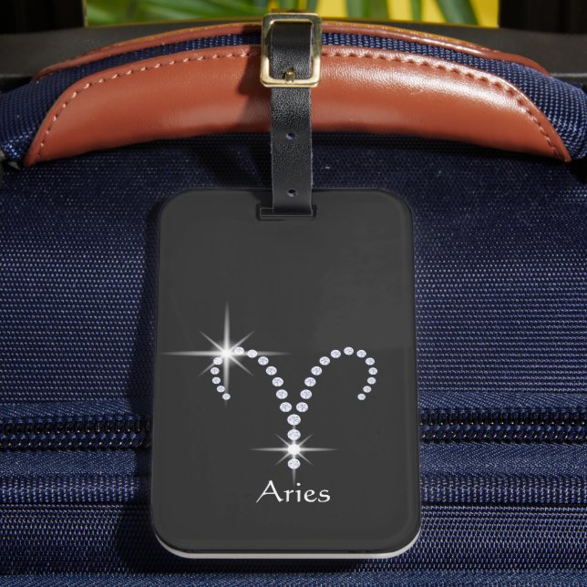 Sparkly Diamonds Aries Symbol  Luggage Tag (Front Insitu 2)