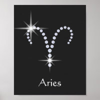 Sparkly Diamonds Aries Zodiac Symbol