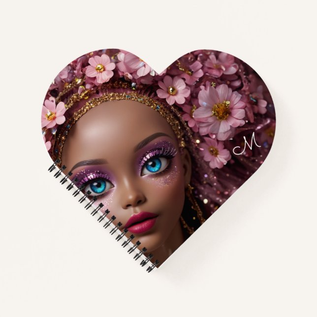 Sparkly Doll Glitter and Flowers Notebook (Front)