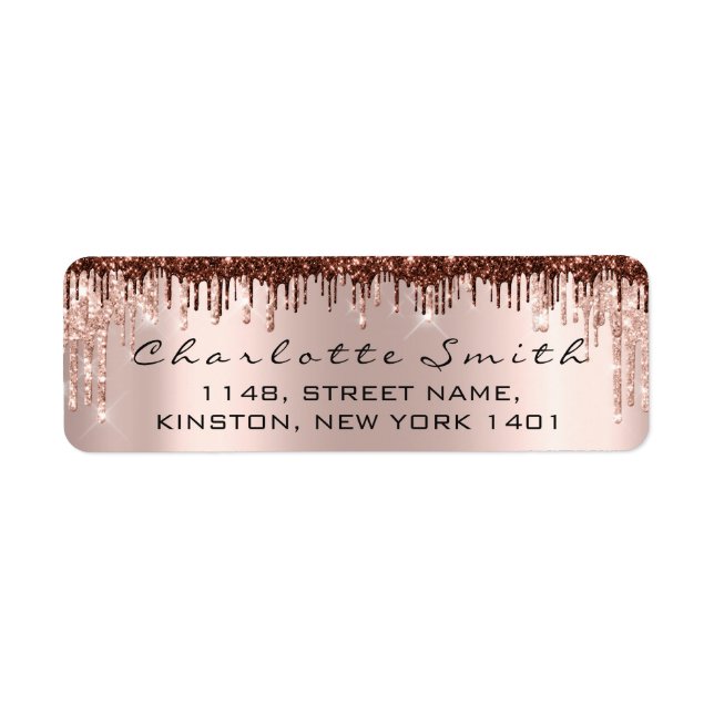 Sparkly Drips Rose Blush Return Address Chocolate (Front)