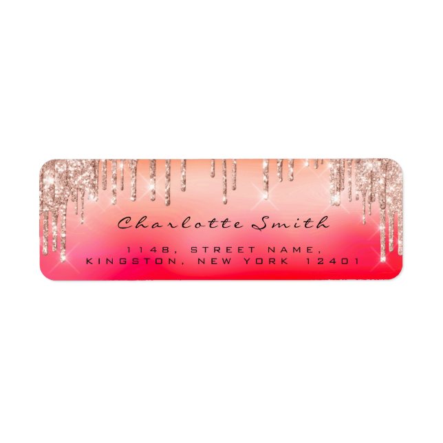 Sparkly Drips Rose rSVP Ombre Red Coral (Front)