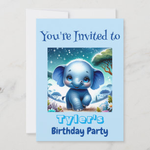 Sparkly Elephant Under a Starry Sky  Invitation