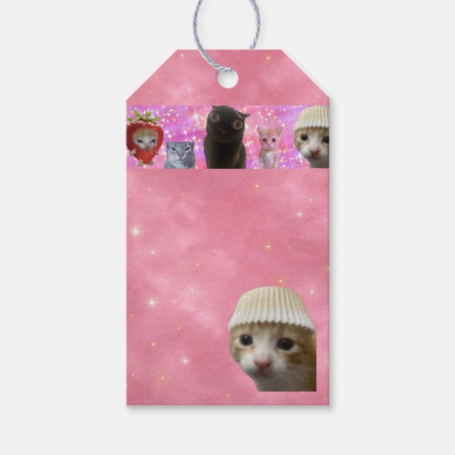 sparkly ethereal meme kitty gift tag (Front)