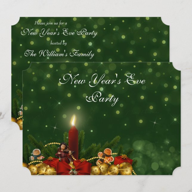 Sparkly Festive Decorative New Year's Eve Invitation (Front/Back)