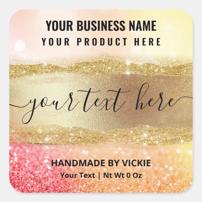 Sparkly Fire Glitter Orange Yellow Red Product Square Sticker (Front)