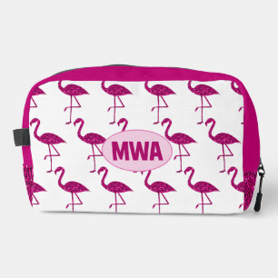 Sparkly flamingo hot pink faux sparkles Monogram Dopp Kit